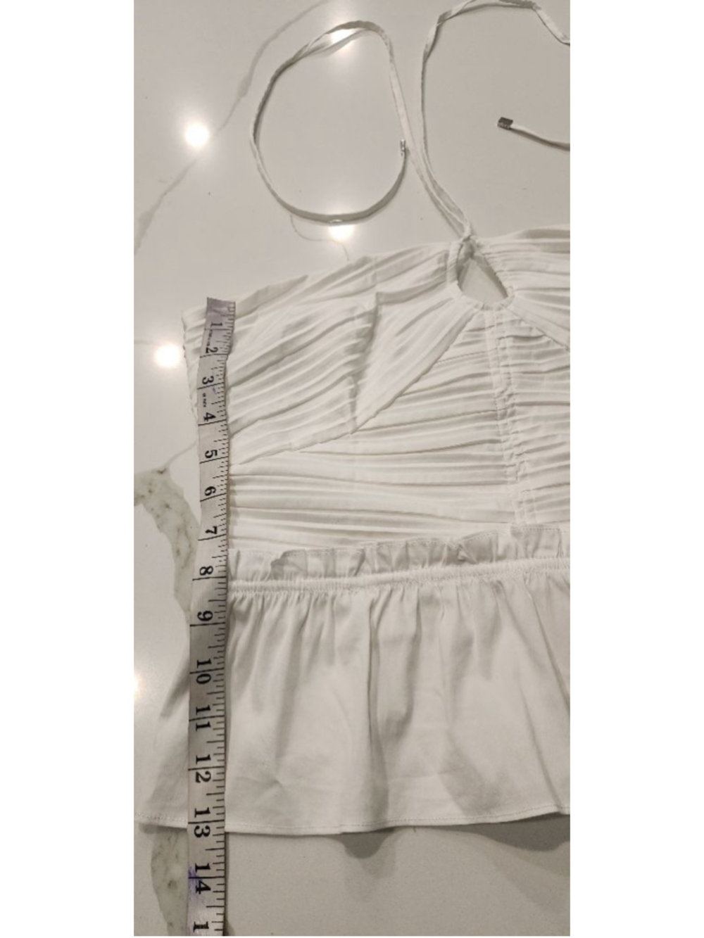 White House Black Market White Ruched Halter Peplum Top Size 8 Vintage Y2K - Picture 7 of 9